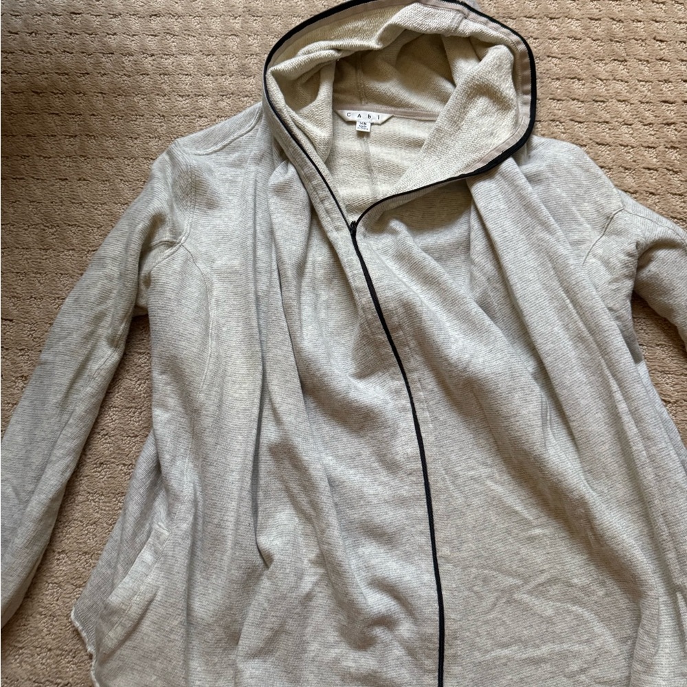 CAbi Cream Hooded Jacket with Black Zipper